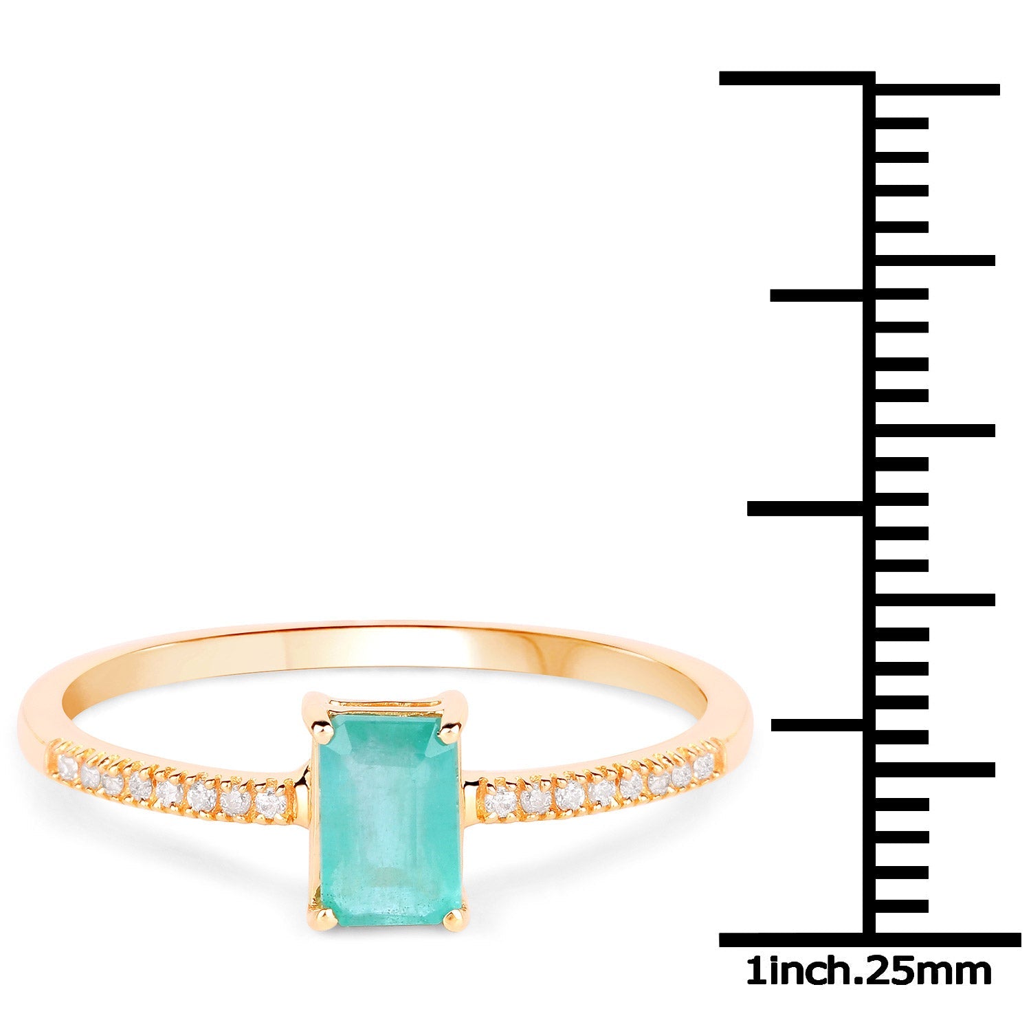 0.59 Carat Genuine Zambian Emerald and White Diamond 14K Yellow Gold Ring by Bids.com