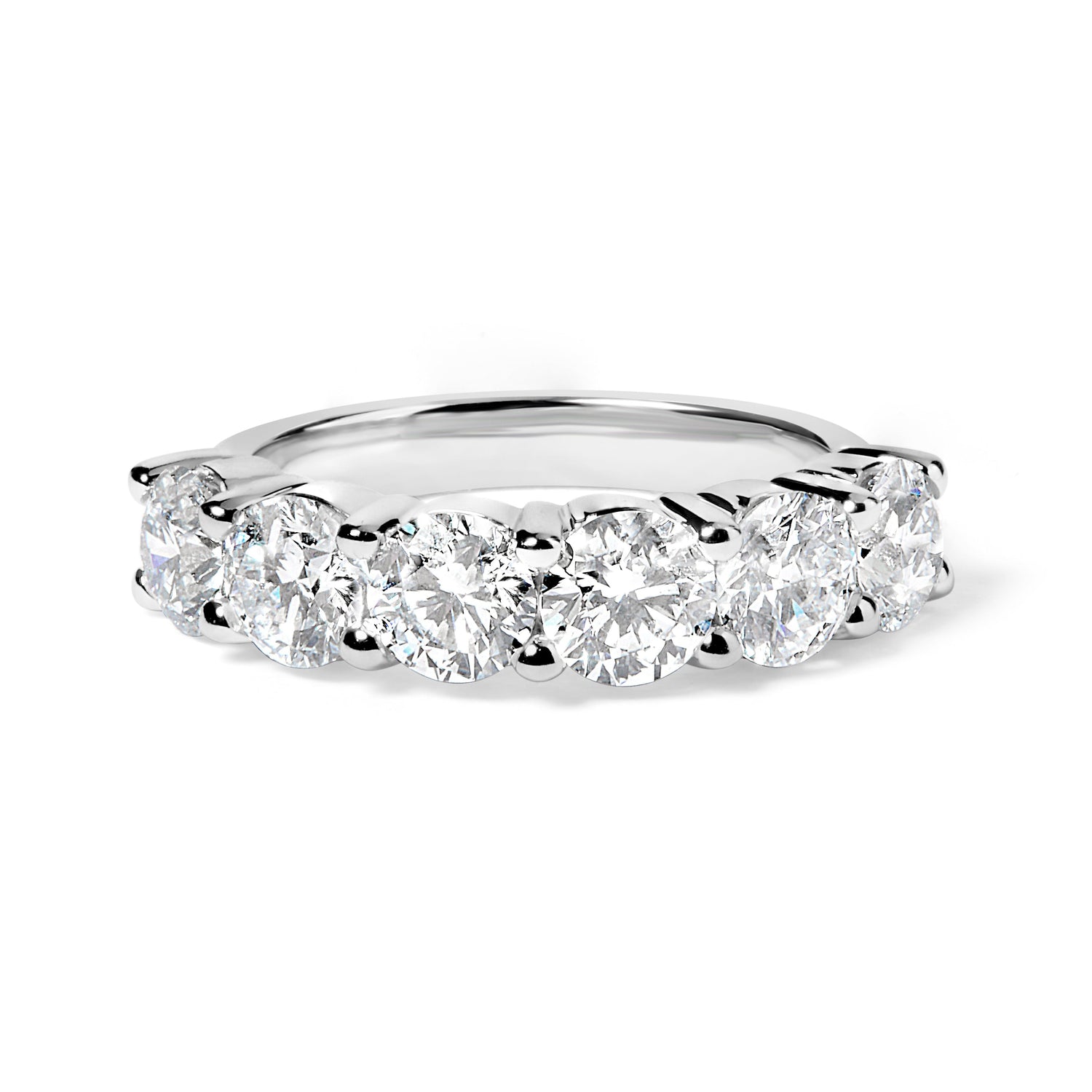 14K White Gold 3.0 Cttw Lab-Grown Diamond Shared Prong Set 6 Stone Band Ring (G-H Color, VS2-SI1 Clarity) - Ring Size 7  DestGlow