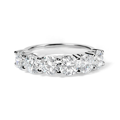14K White Gold 3.0 Cttw Lab-Grown Diamond Shared Prong Set 6 Stone Band Ring (G-H Color, VS2-SI1 Clarity) - Ring Size 7  DestGlow