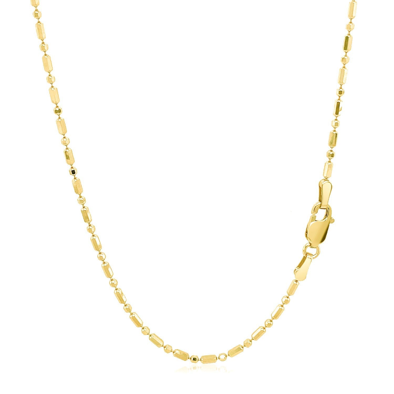 14k Yellow Gold Diamond-Cut Alternating Bead Chain 1.5mm by Bids.com