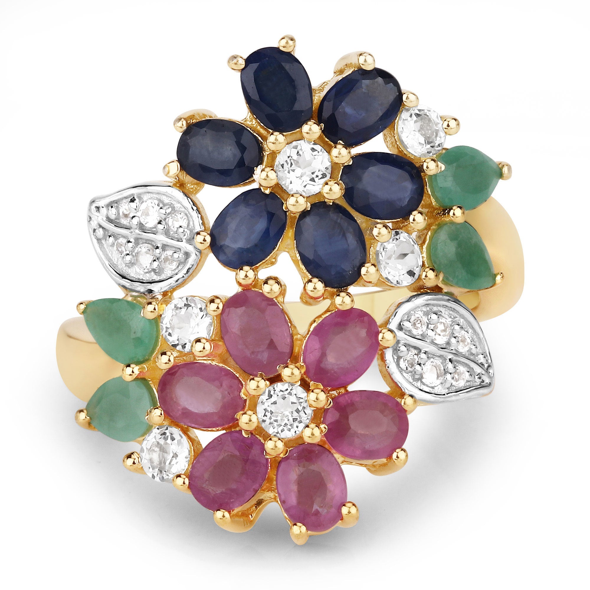 3.65 Carat Genuine Multi Stones .925 Sterling Silver Ring by Bids.com