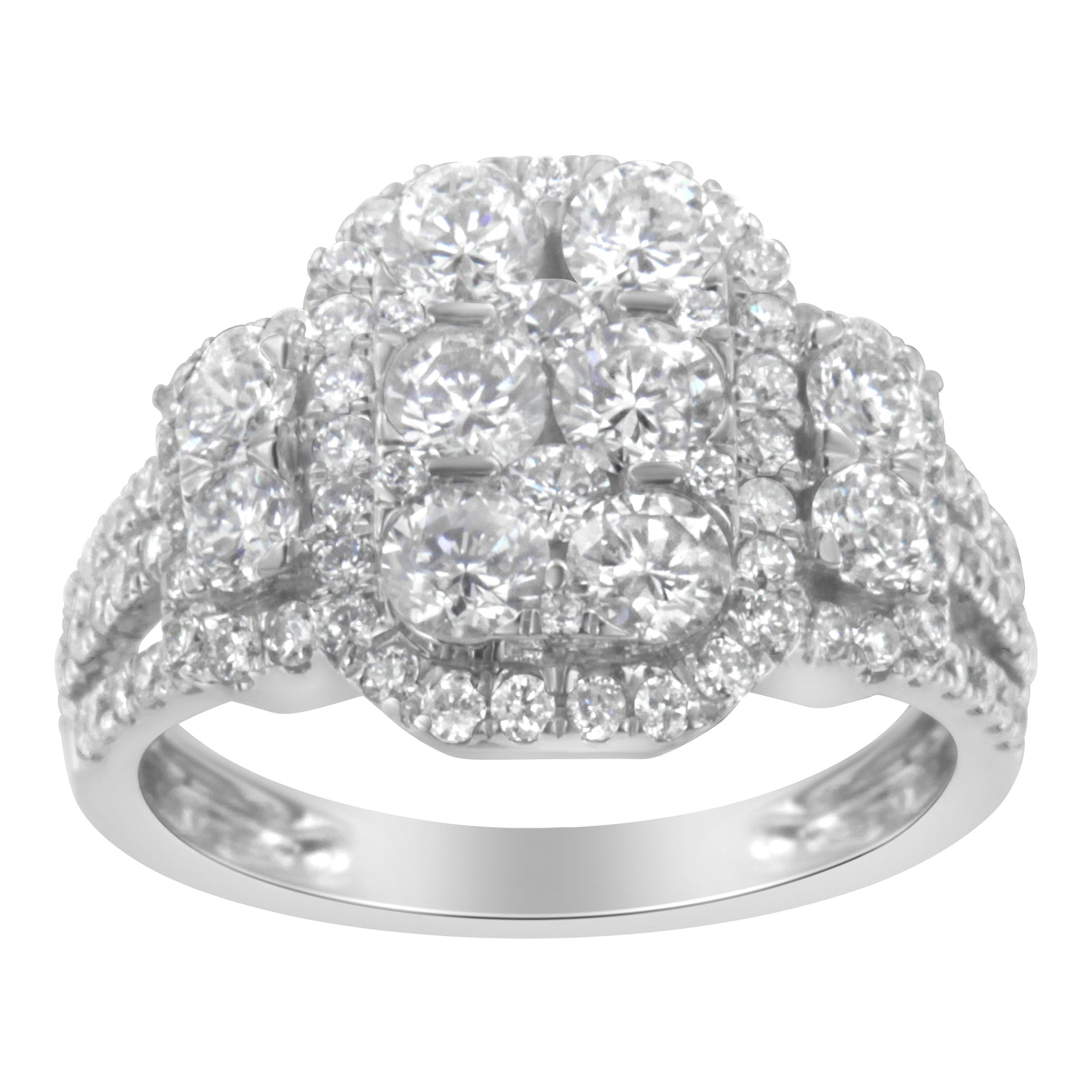 14K White Gold 2 1/4 Cttw Diamond Cocktail Cluster Ring (G-H Color, SI2-I1 Clarity) - Size 7 by Bids.com