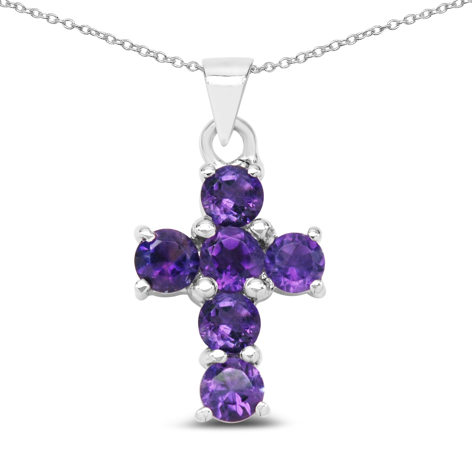 1.44 Carat Genuine Amethyst .925 Sterling Silver Pendant  DestGlow