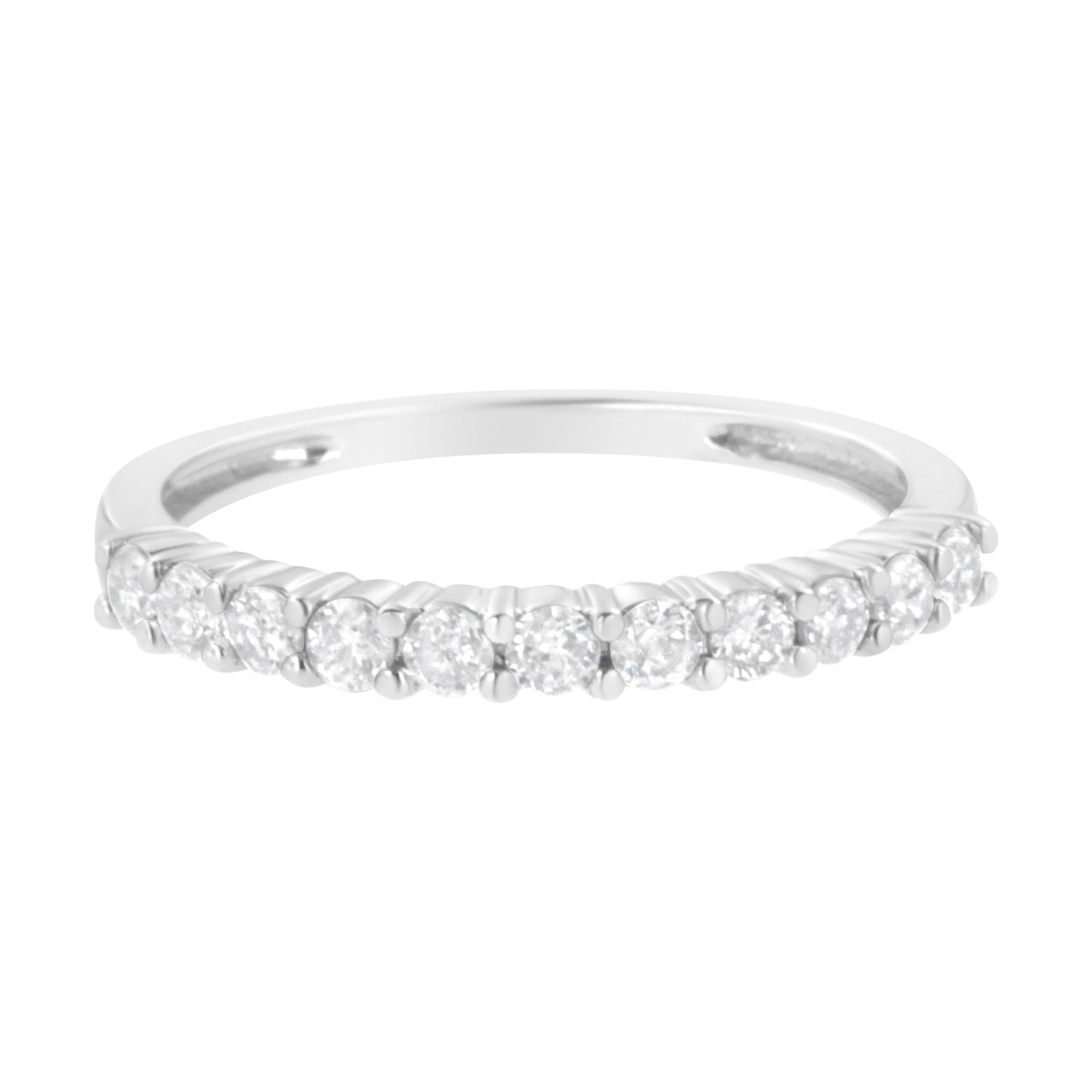 .925 Sterling Silver 1/2 cttw Shared Prong-Set Brilliant Round-Cut Diamond 11 Stone Band Ring (I-J Color, SI2-I1 Clarity) - Size 7  DestGlow