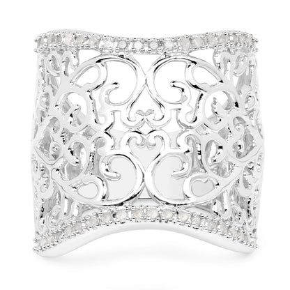 0.25 Carat Genuine White Diamond .925 Sterling Silver Ring by Bids.com