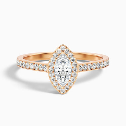 Lara 1.5 Carat Marquise Halo Pave Lab Grown Diamond Ring in 18k Rose Gold