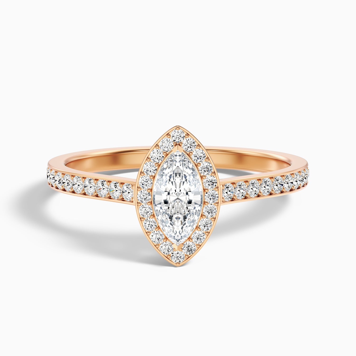 Lara 3 Carat Marquise Halo Pave Lab Grown Diamond Ring in 18k White Gold
