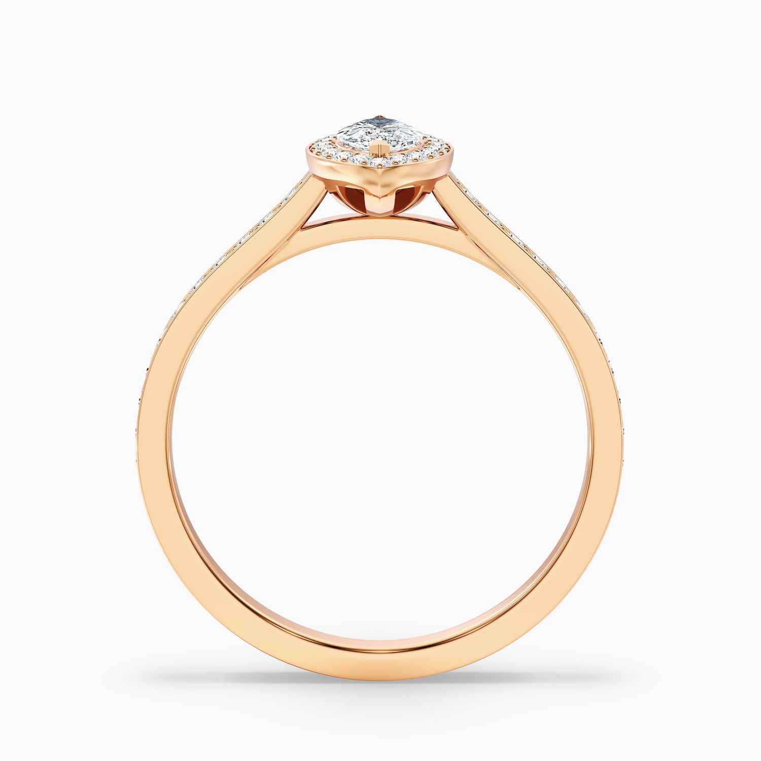 Ila 2.5 Carat Marquise Halo Pave Moissanite Engagement Ring in 18k Rose Gold