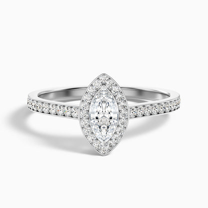 Lara 4.5 Carat Marquise Halo Pave Lab Grown Diamond Ring in 18k Yellow Gold