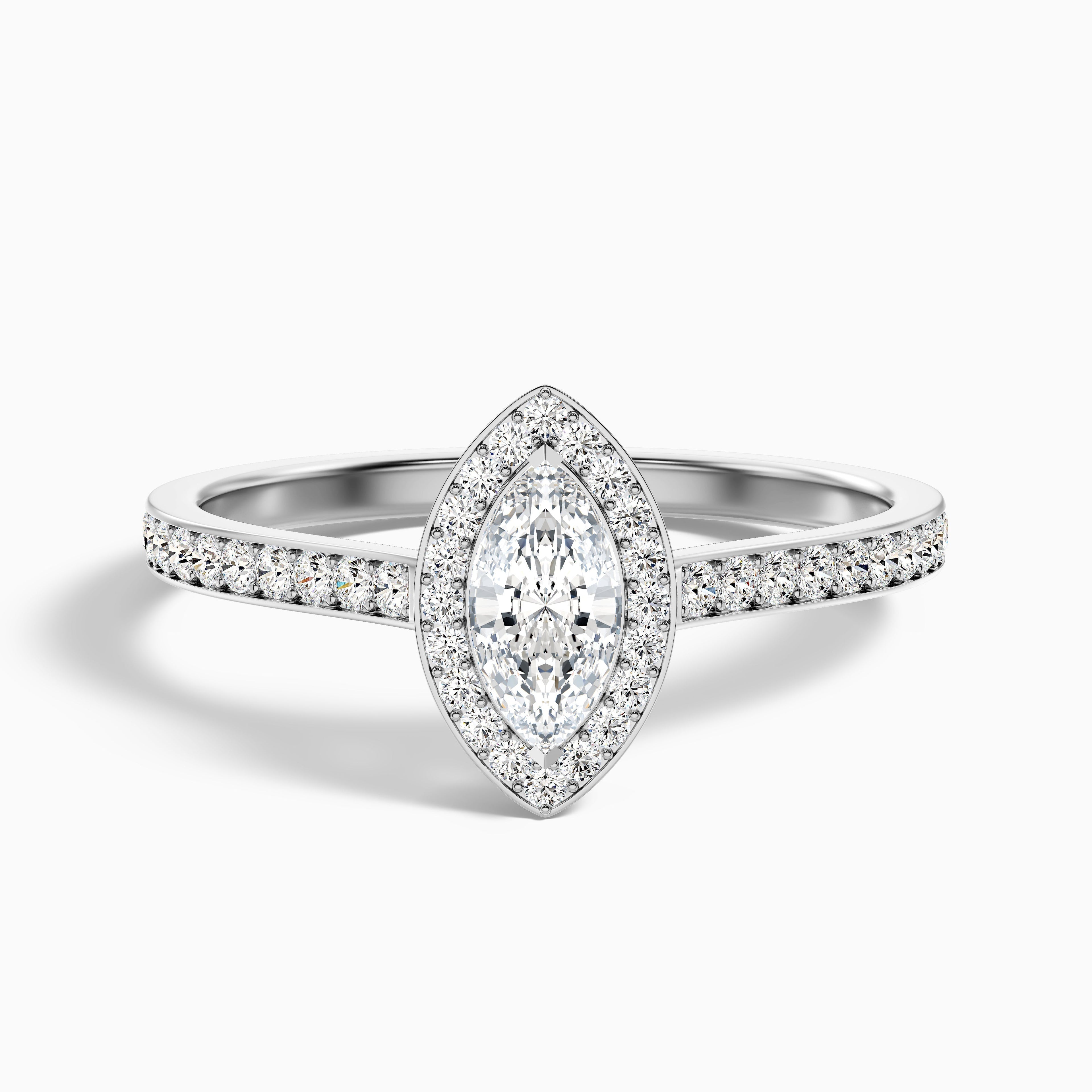 Lara 2.5 Carat Marquise Halo Pave Lab Grown Diamond Ring in 14k Rose Gold