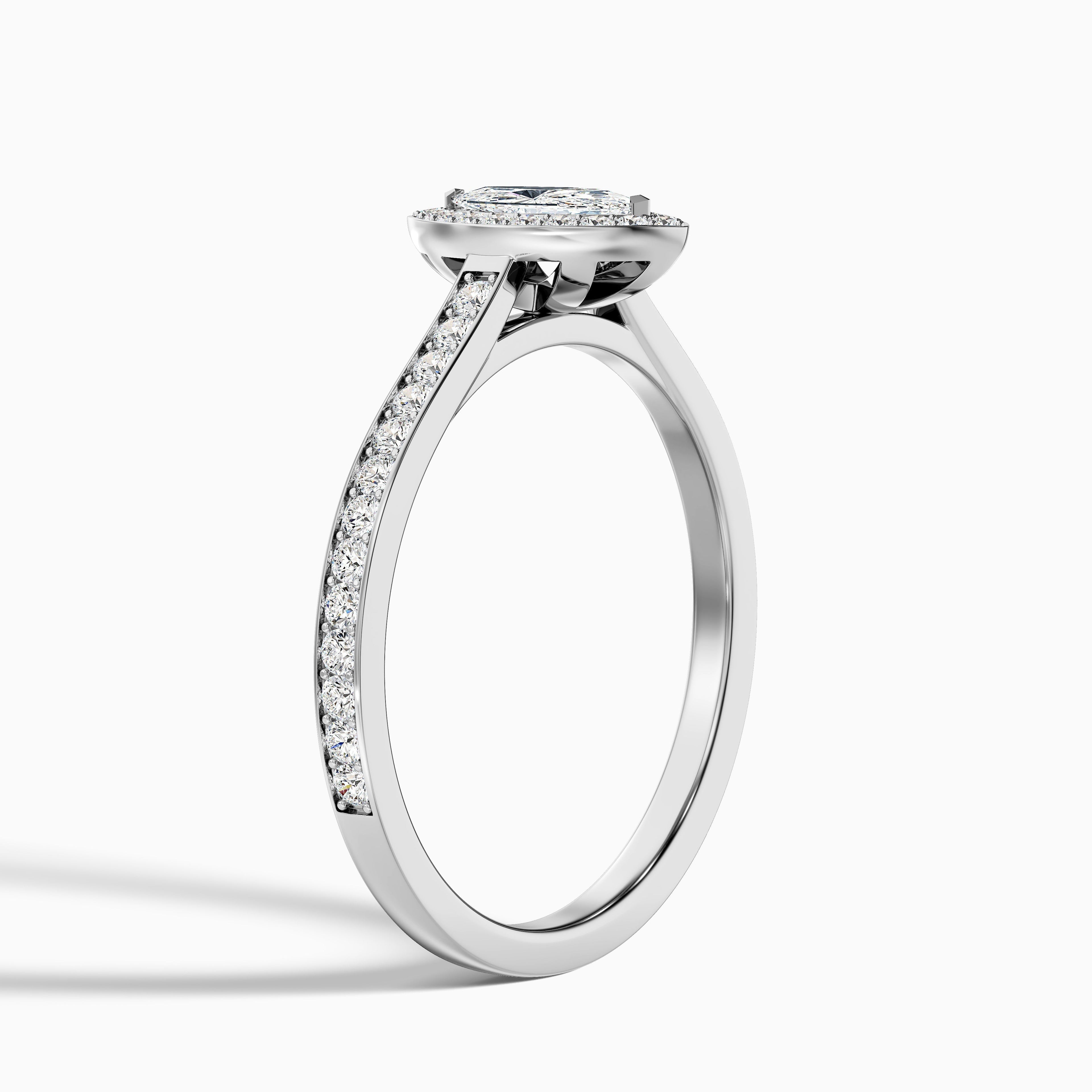 Ila 1.5 Carat Marquise Halo Pave Moissanite Engagement Ring in 10k Yellow Gold