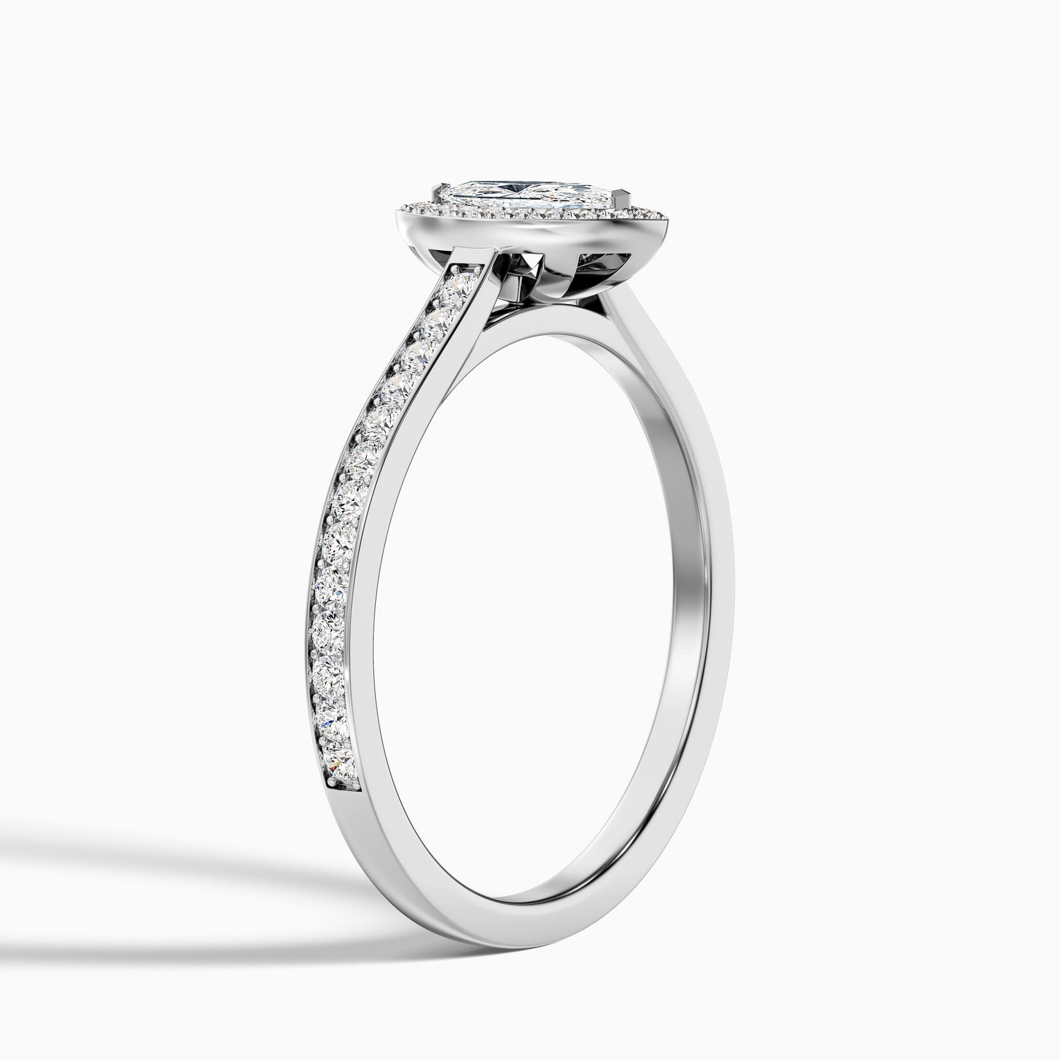 Lara 1 Carat Marquise Halo Pave Lab Grown Diamond Ring in 14k Rose Gold