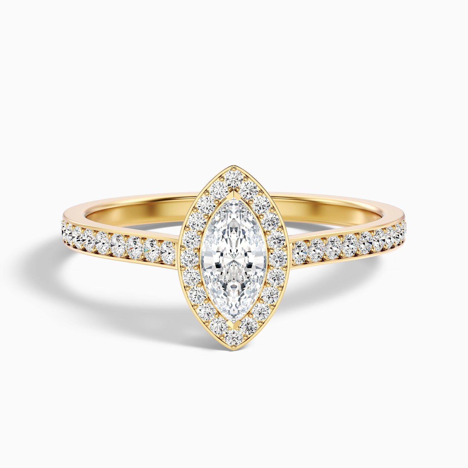 Lara 3.5 Carat Marquise Halo Pave Lab Grown Diamond Ring in 10k White Gold