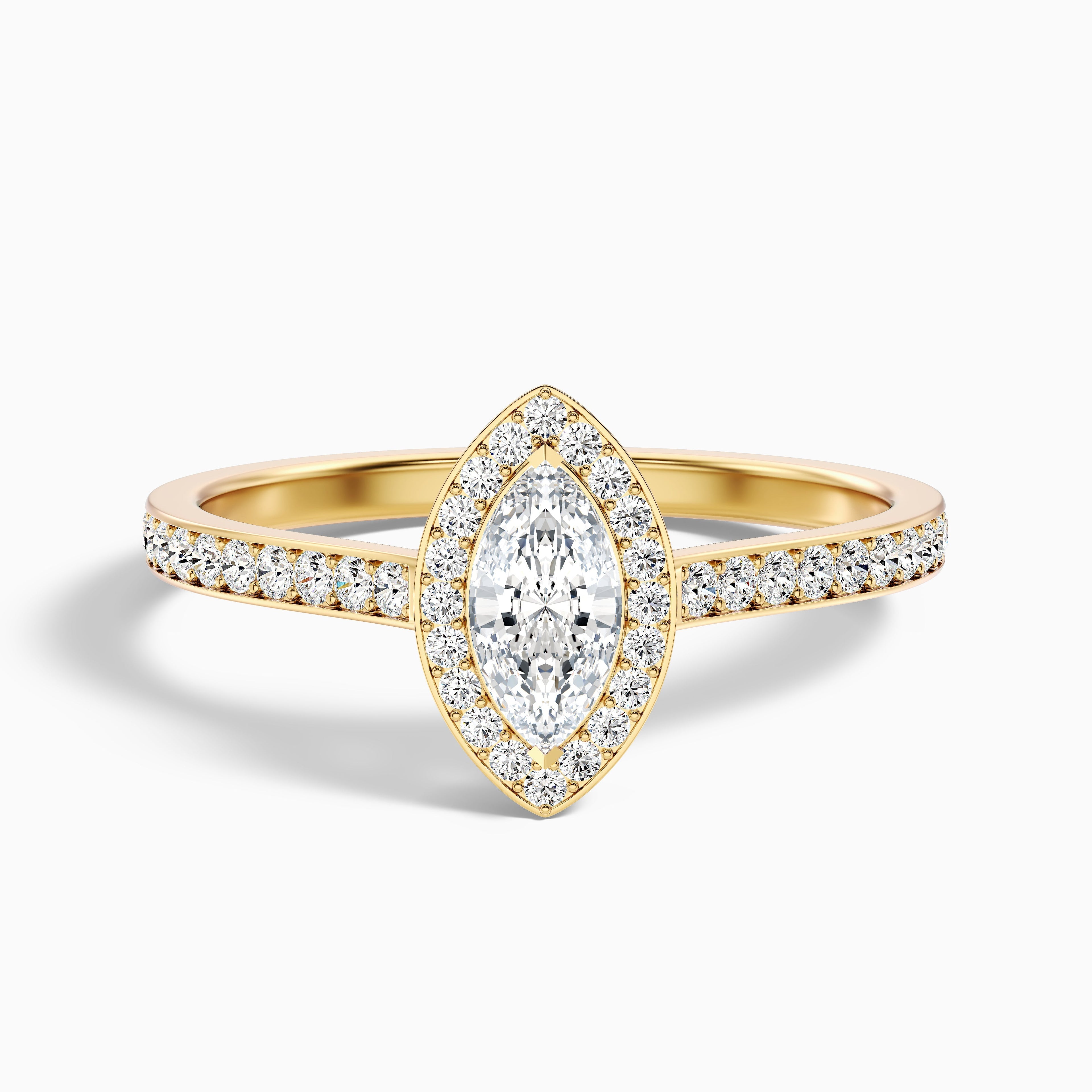 Lara 2.5 Carat Marquise Halo Pave Lab Grown Diamond Ring in 14k White Gold