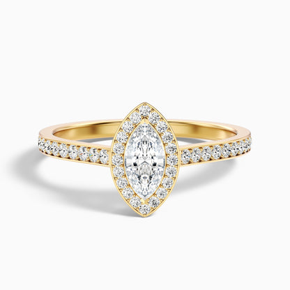 Lara 2 Carat Marquise Halo Pave Lab Grown Diamond Ring in 14k Rose Gold
