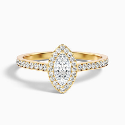 Ila 2 Carat Marquise Halo Pave Moissanite Engagement Ring in 10k Rose Gold