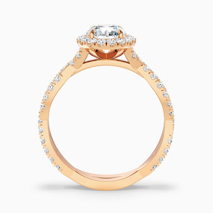 Beth 10 Carat Round Cut Halo Twisted Pave Moissanite Engagement Ring in 14k Rose Gold  DestGlow