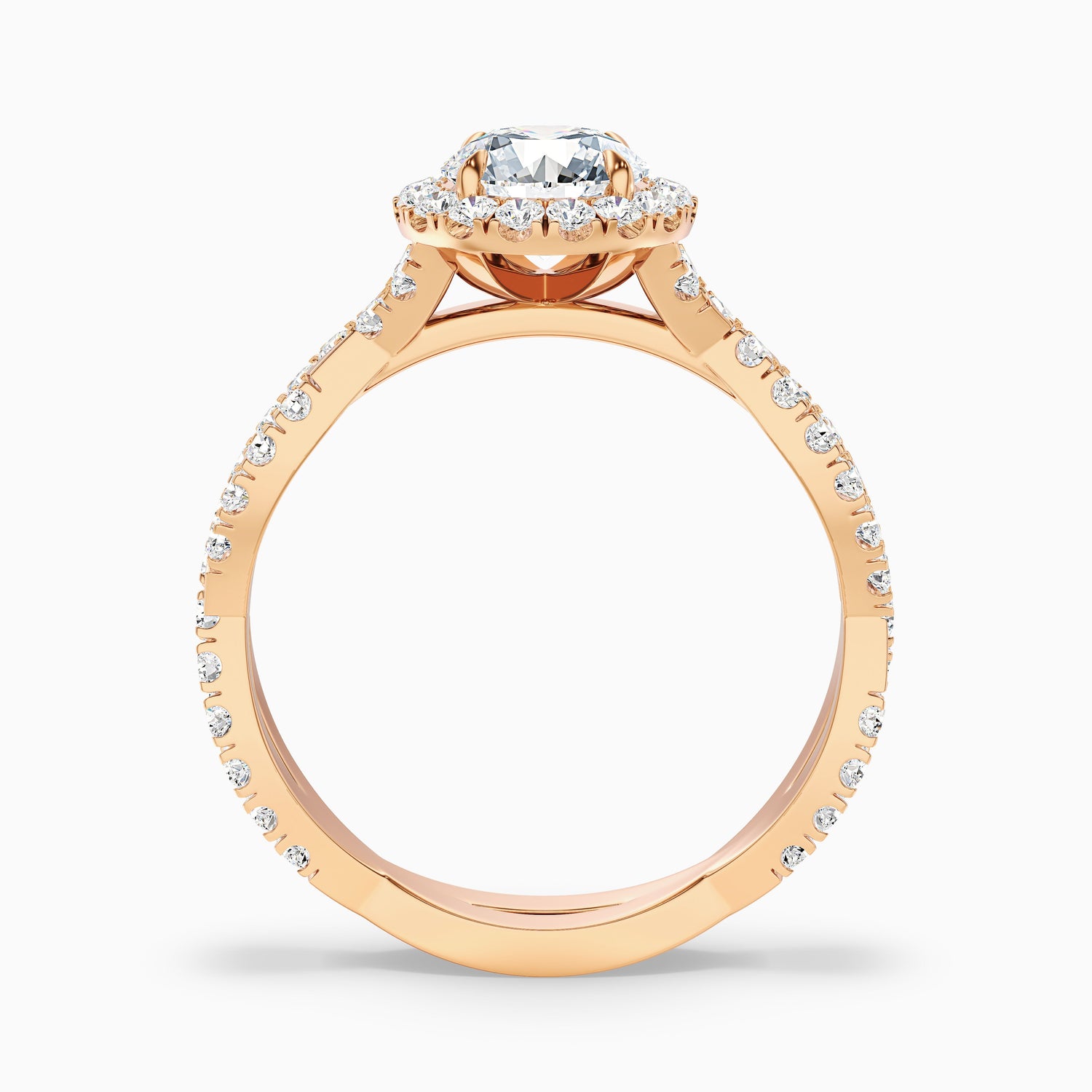Lilly 4.5 Carat Round Cut Halo Twisted Pave Lab Grown Diamond Ring in 18k Yellow Gold