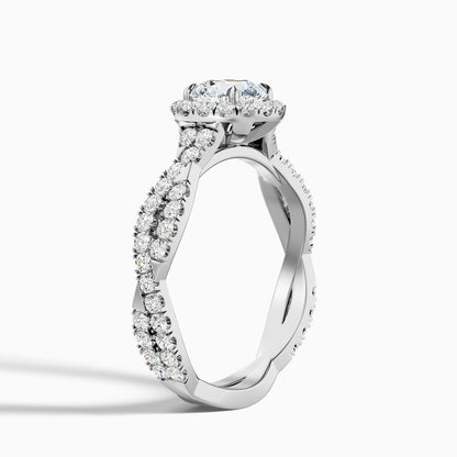 Lilly 4.5 Carat Round Cut Halo Twisted Pave Lab Grown Diamond Ring in 925 Sterling Silver