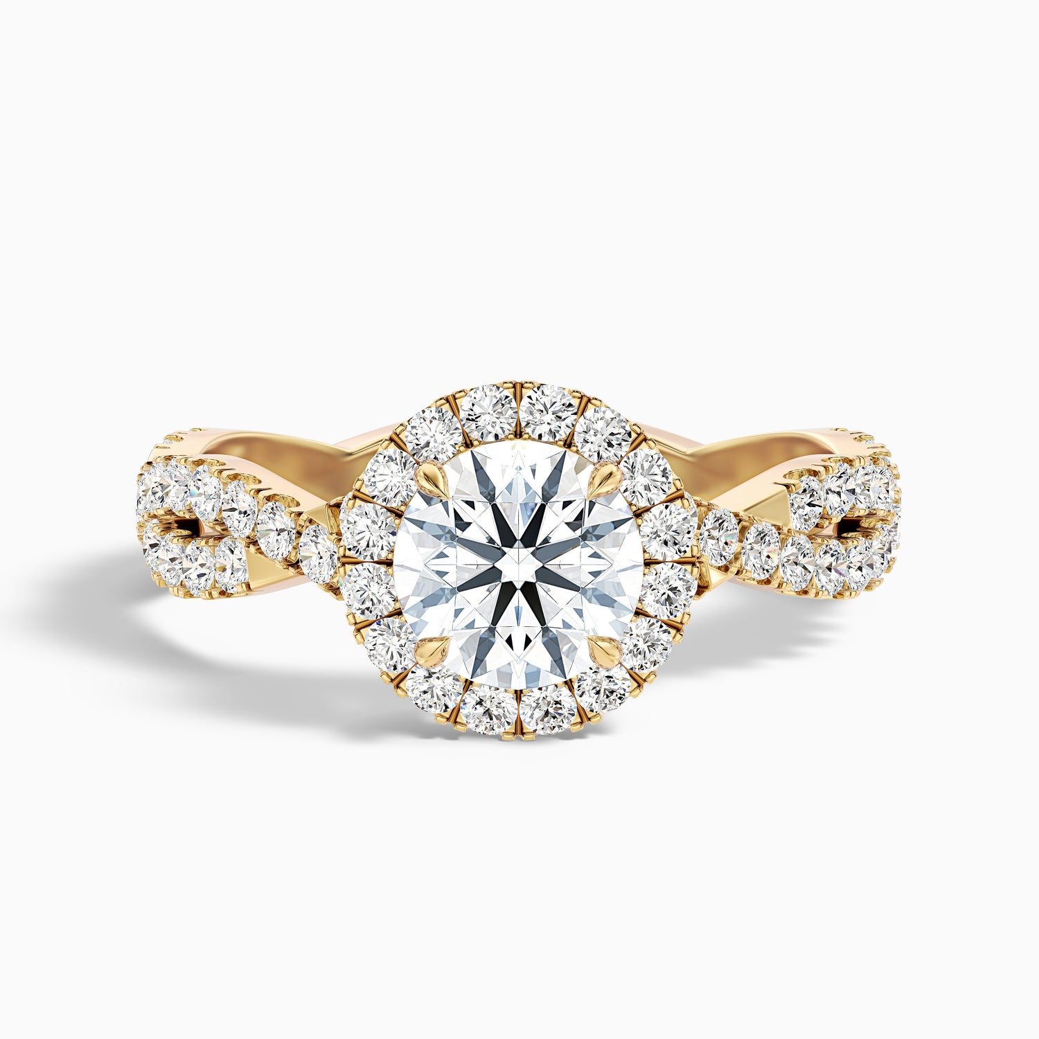 Lilly 3.5 Carat Round Cut Halo Twisted Pave Lab Grown Diamond Ring in 10k White Gold
