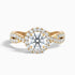 Lilly 4.5 Carat Round Cut Halo Twisted Pave Lab Grown Diamond Ring in 10k Yellow Gold  DestGlow