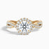 Beth 6 Carat Round Cut Halo Twisted Pave Moissanite Engagement Ring in 18k Yellow Gold  DestGlow