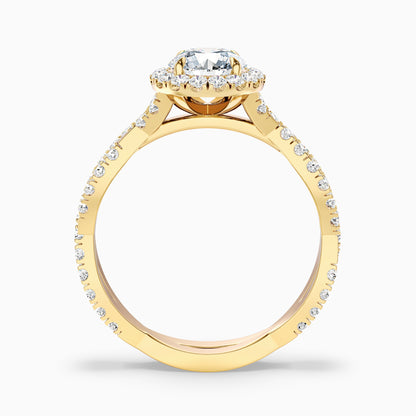 Beth 6 Carat Round Cut Halo Twisted Pave Moissanite Engagement Ring in 18k Yellow Gold  DestGlow