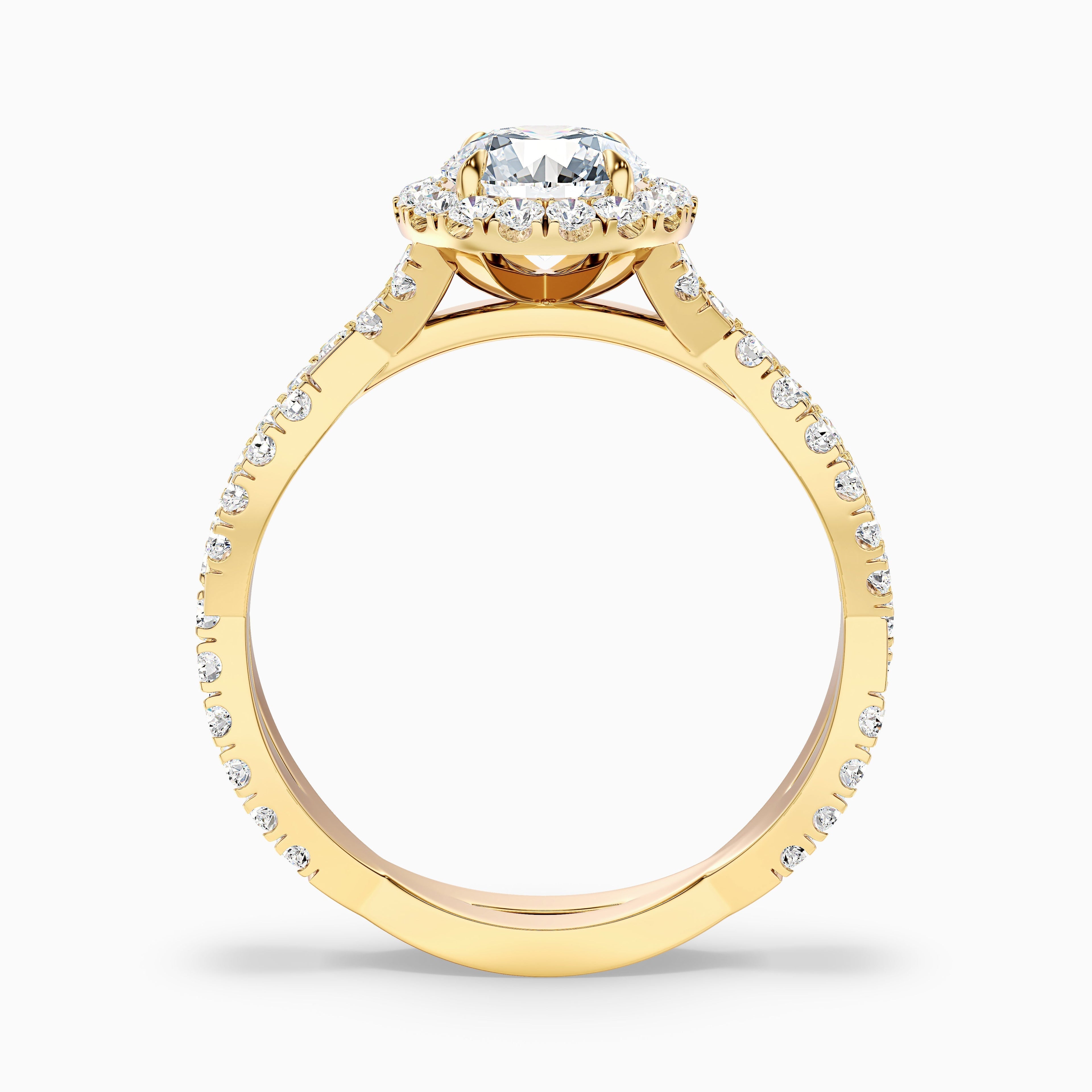 Lilly 5 Carat Round Cut Halo Twisted Pave Lab Grown Diamond Ring in 14k Rose Gold  DestGlow