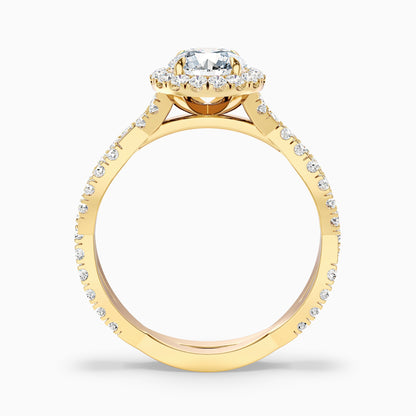 Riva 4.5 Carat Round Cut Halo Twisted Pave Moissanite Engagement Ring in 925 Sterling Silver