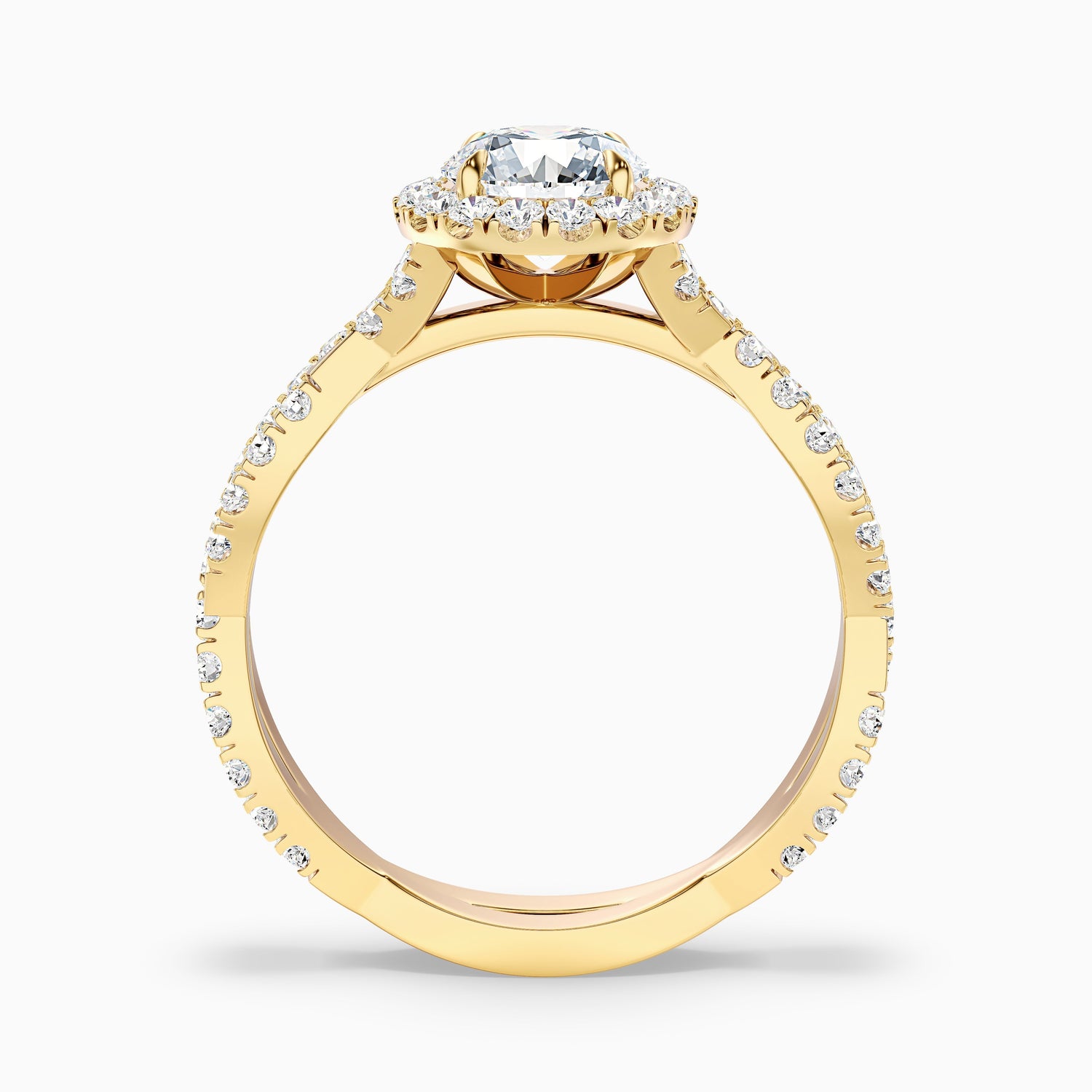 Lilly 1 Carat Round Cut Halo Twisted Pave Lab Grown Diamond Ring in 14k White Gold  DestGlow
