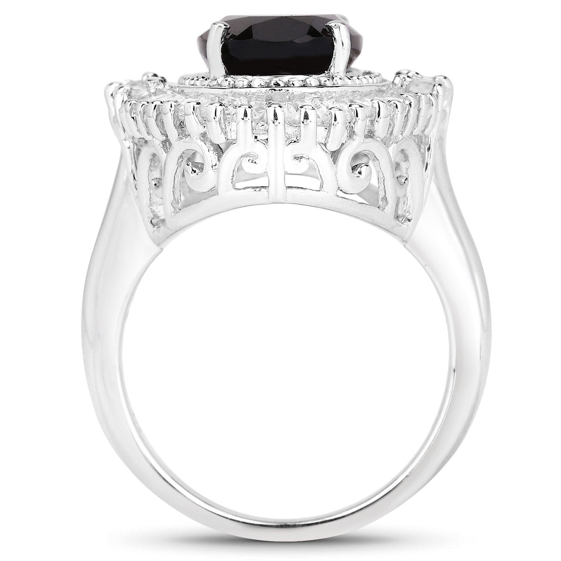 8.12 Carat Genuine Smoky Quartz and White Topaz .925 Sterling Silver Ring by Bids.com