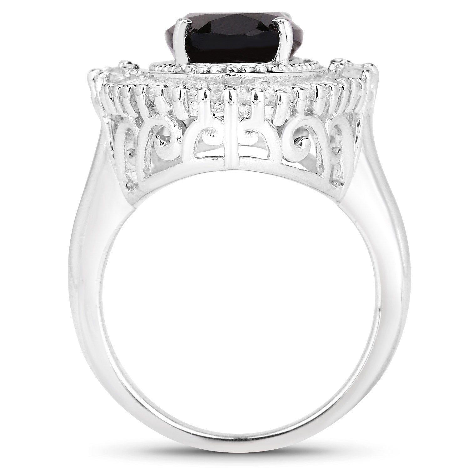 8.12 Carat Genuine Smoky Quartz and White Topaz .925 Sterling Silver Ring by Bids.com