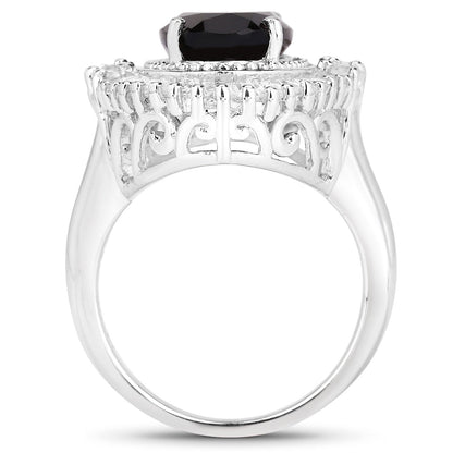 8.12 Carat Genuine Smoky Quartz and White Topaz .925 Sterling Silver Ring by Bids.com