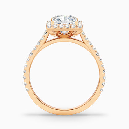Rose 1 Carat Princess Halo Pave Moissanite Engagement Ring in Platinum