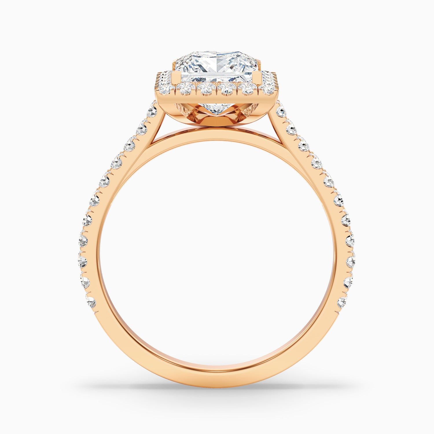 Rose 4 Carat Princess Halo Pave Moissanite Engagement Ring in 14k Yellow Gold  DestGlow