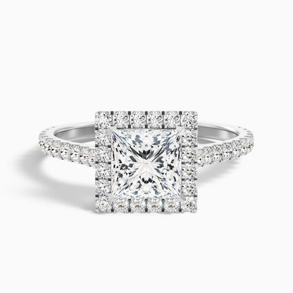 Love 3.5 Carat Princess Halo Pave Lab Grown Diamond Ring in 18k Rose Gold