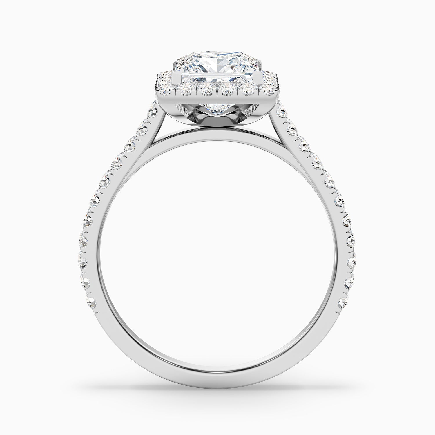 Love 4 Carat Princess Halo Pave Lab Grown Diamond Ring in 10k White Gold