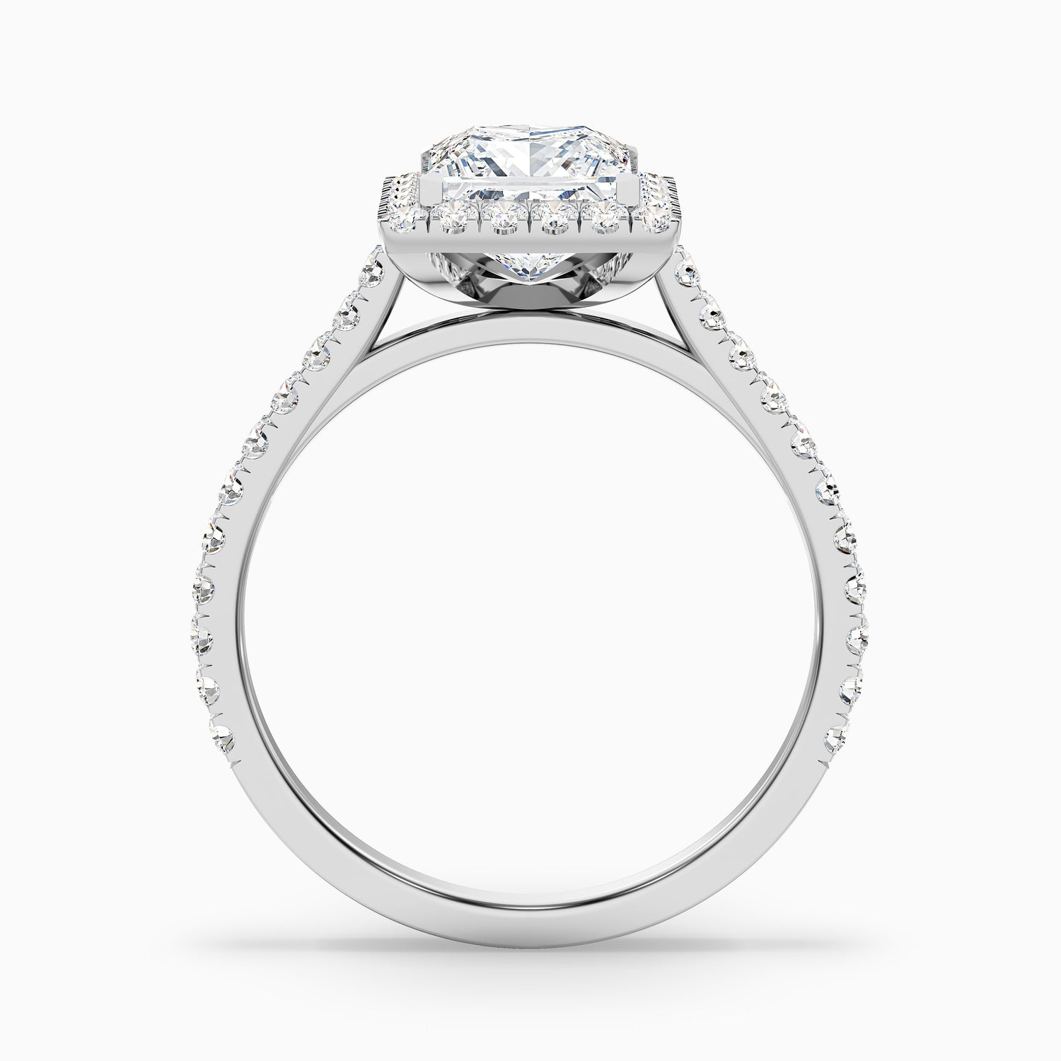 Love 1 Carat Princess Halo Pave Lab Grown Diamond Ring in 18k White Gold
