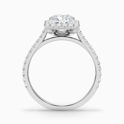 Rose 3.5 Carat Princess Halo Pave Moissanite Engagement Ring in 10k Rose Gold