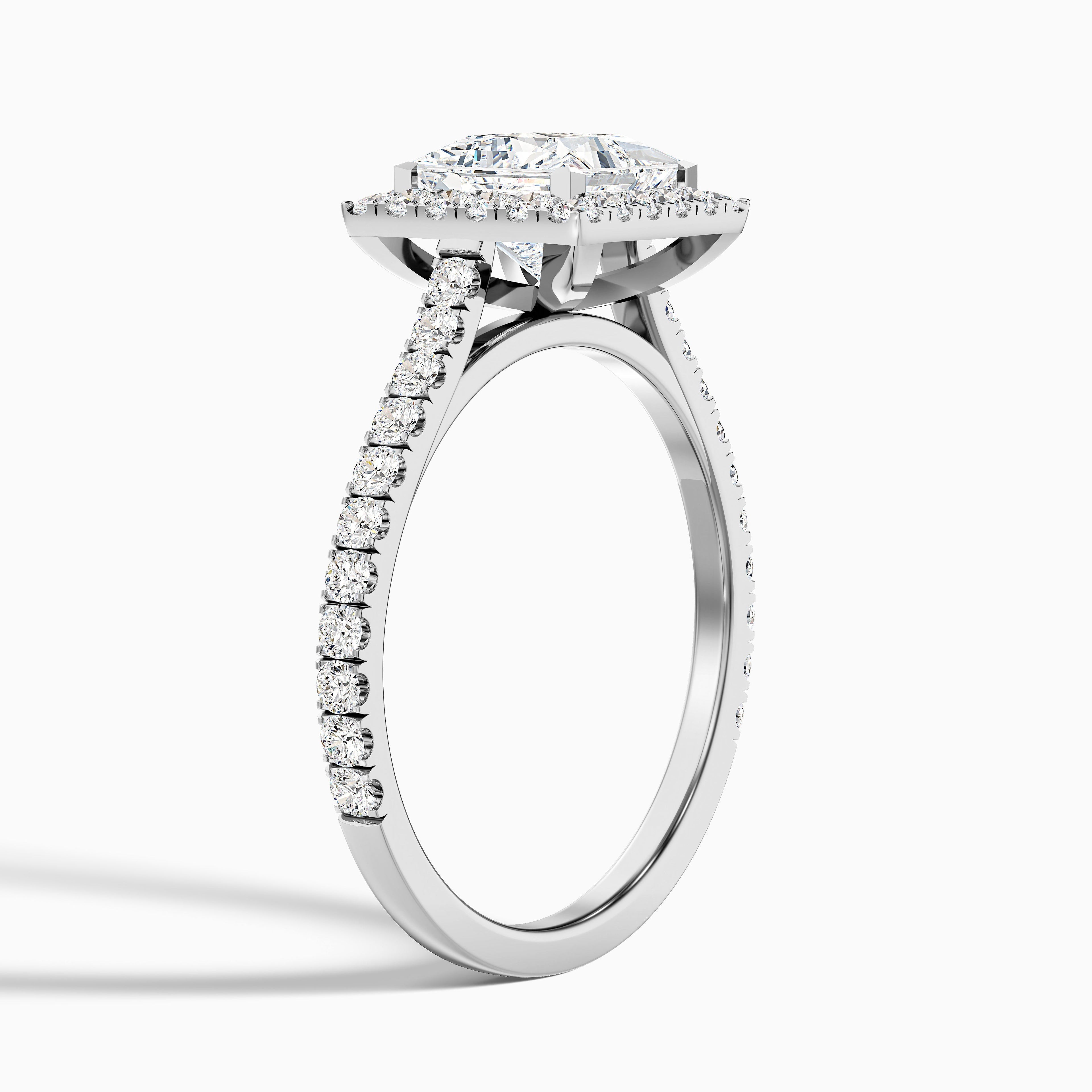 Love 1 Carat Princess Halo Pave Lab Grown Diamond Ring in 18k Yellow Gold