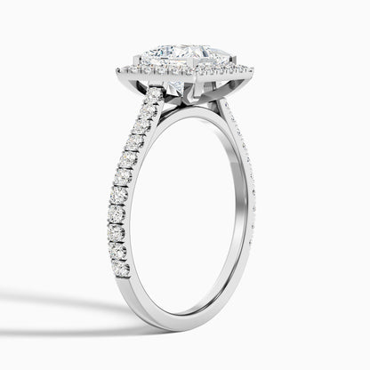 Rose 5.5 Carat Princess Halo Pave Moissanite Engagement Ring in 14k White Gold