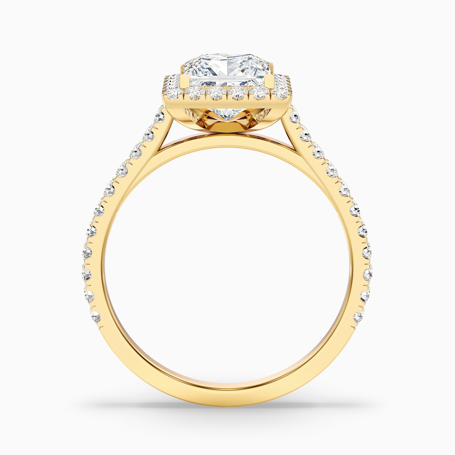 Rose 4 Carat Princess Halo Pave Moissanite Engagement Ring in 14k Yellow Gold  DestGlow