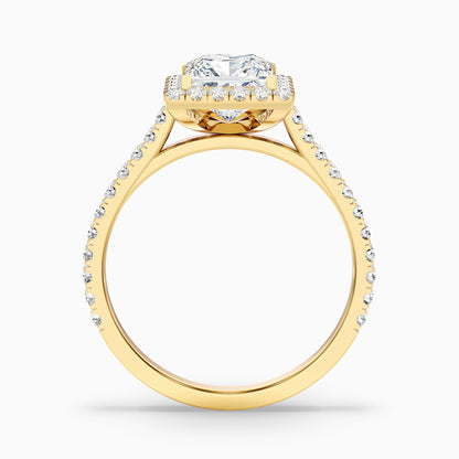 Rose 3.5 Carat Princess Halo Pave Moissanite Engagement Ring in 925 Sterling Silver