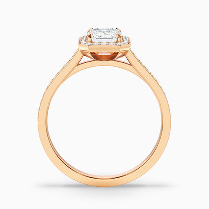 Lucy 3.5 Carat Emerald Cut Halo Pave Lab Grown Diamond Ring in 18k Rose Gold