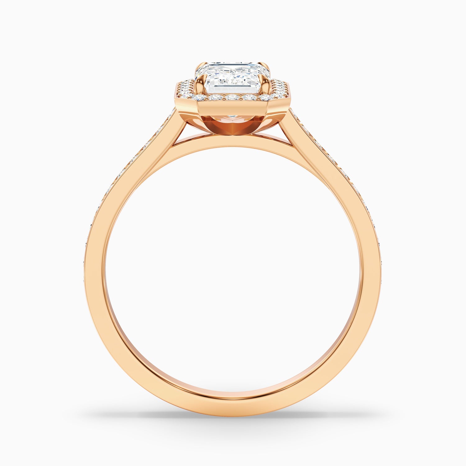 Lucy 5 Carat Emerald Cut Halo Pave Lab Grown Diamond Ring in 14k Yellow Gold  DestGlow