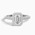 Lucy 1 Carat Emerald Cut Halo Pave Lab Grown Diamond Ring in 10k White Gold  DestGlow