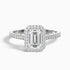 Bell 8 Carat Emerald Cut Halo Pave Moissanite Engagement Ring in 10k White Gold  DestGlow