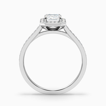 Zoya 1.5 Carat Emerald Cut Halo Pave Moissanite Engagement Ring in 10k Yellow Gold  DestGlow