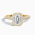 Lucy 2 Carat Emerald Cut Halo Pave Lab Grown Diamond Ring in 14k Yellow Gold  DestGlow