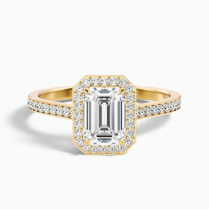 Lucy 3.5 Carat Emerald Cut Halo Pave Lab Grown Diamond Ring in 925 Sterling Silver